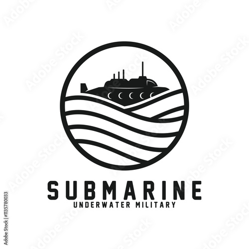 submarine logo vector illustration design. logo suitable for underwater tourism, restaurants, military and brand company