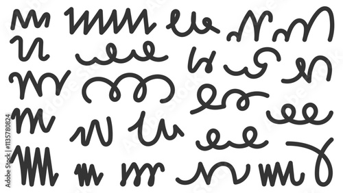 Collection of abstract black bold scribbles, vector eps10 illustration