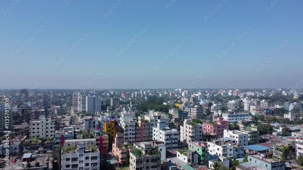 Buildings are being constructed by filling ponds and cutting tree in the cities of Bangladesh. It is endangering the environment. Skyline or Cityscape of Chittagong City,Bangladesh. Downtown of chitta Buildings are being constructed by filling ponds and cutting tree in the cities of Bangladesh. It is endangering the environment. Skyline or Cityscape of Chittagong City,Bangladesh. Downtown of chitta