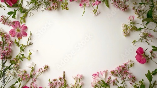 Wallpaper Mural A floral border frame surrounding a blank white canvas, ready for personalized text or images. Torontodigital.ca