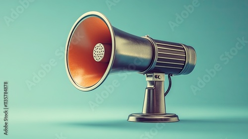 A 3D megaphone rendered in pastel color muted hues against a clean background, exemplifying the concept of marketing announcements and modern communication strategies.