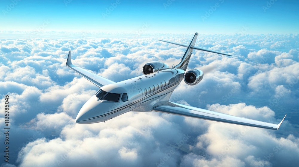 Obraz premium Private Jet Soaring Above the Clouds