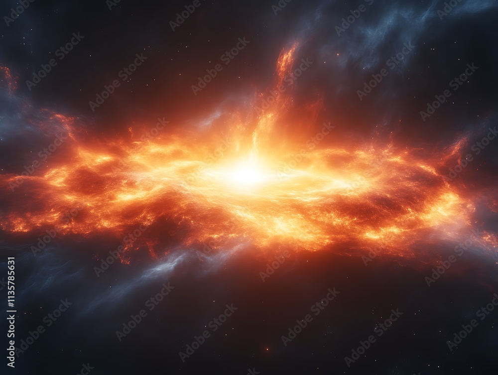 Fiery Cosmic Nebula Stellar Explosion In Space Fiery Cosmic Nebula Stellar Explosion In Space
