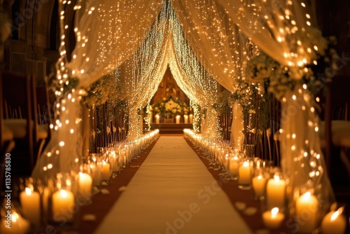 Wallpaper Mural Romantic Candlelit Wedding Aisle Decorated With Lights Torontodigital.ca