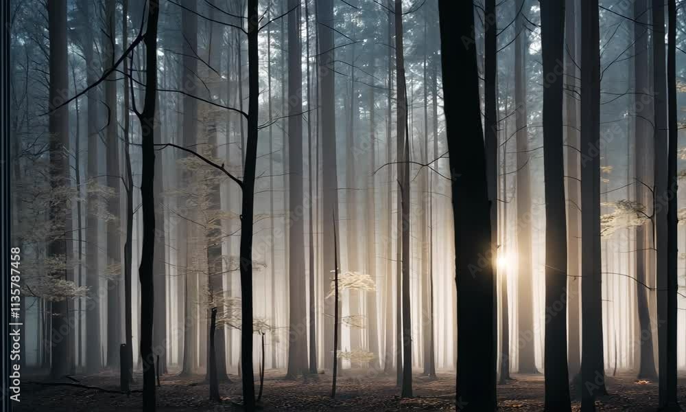 Morning sun shining through the trees Morning sun shining through the trees