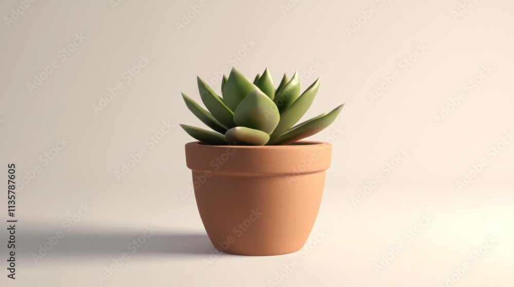 A succulent plant in a terracotta pot sits on a white background A succulent plant in a terracotta pot sits on a white background