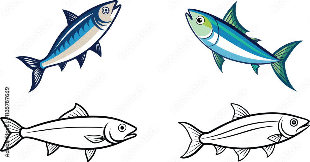Fototapeta premium set of fish