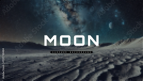 Moon surface background, Lunar surface background in mosaic style