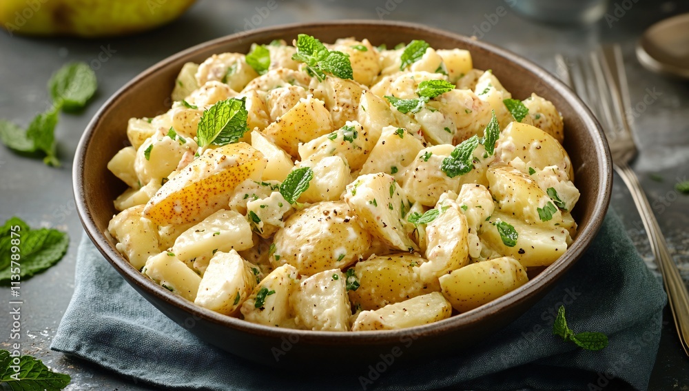 Creamy Potato Salad with Fresh Mint Garnish Recipe Creamy Potato Salad with Fresh Mint Garnish Recipe
