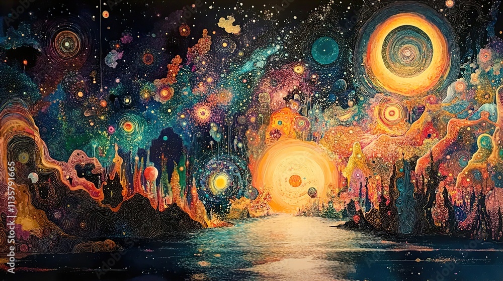 Obraz premium Cosmic Dreamscape: A Surreal Universe Landscape