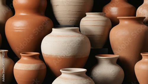 clay pots on the street photo