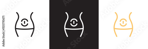 cramps stomach icon. Vector illustration. isolated on white and black background. EPS 10