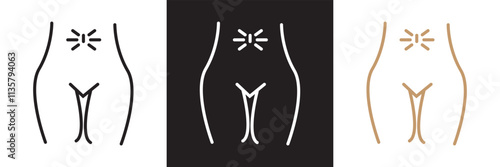 cramps stomach icon. Vector illustration. isolated on white and black background. EPS 10