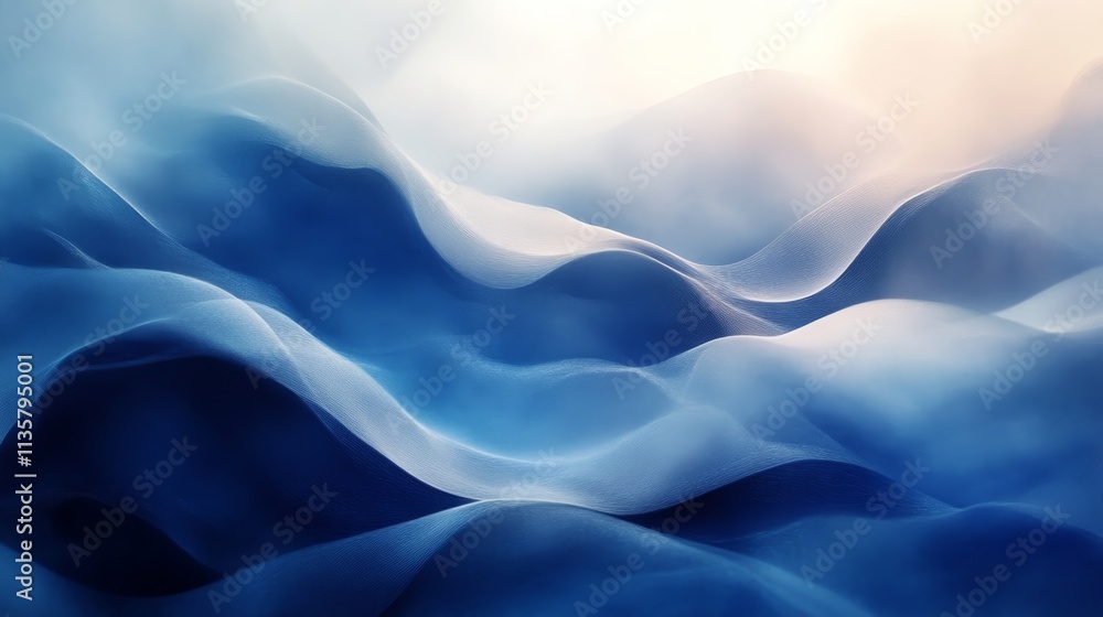 Obraz premium Abstract waves in blue and white tones