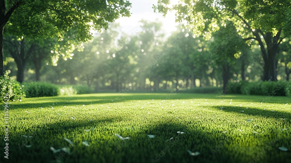 Green square lawn and forest natural landscape in city park : Generative AI Green square lawn and forest natural landscape in city park : Generative AI
