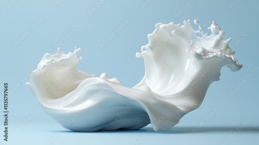 Creative splash of white cream against a blue background Creative splash of white cream against a blue background