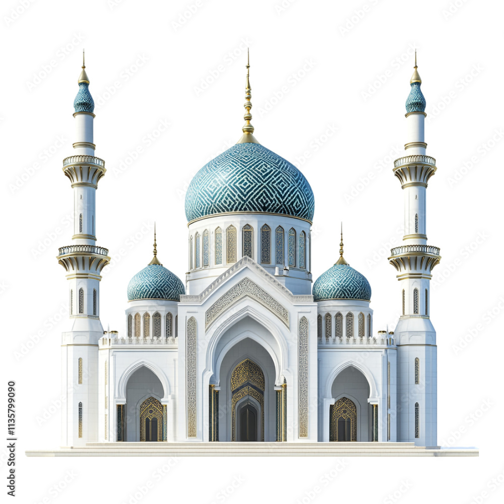 Fototapeta premium Mosque Design Ideal for Architectural Displays Against Transparent Background
