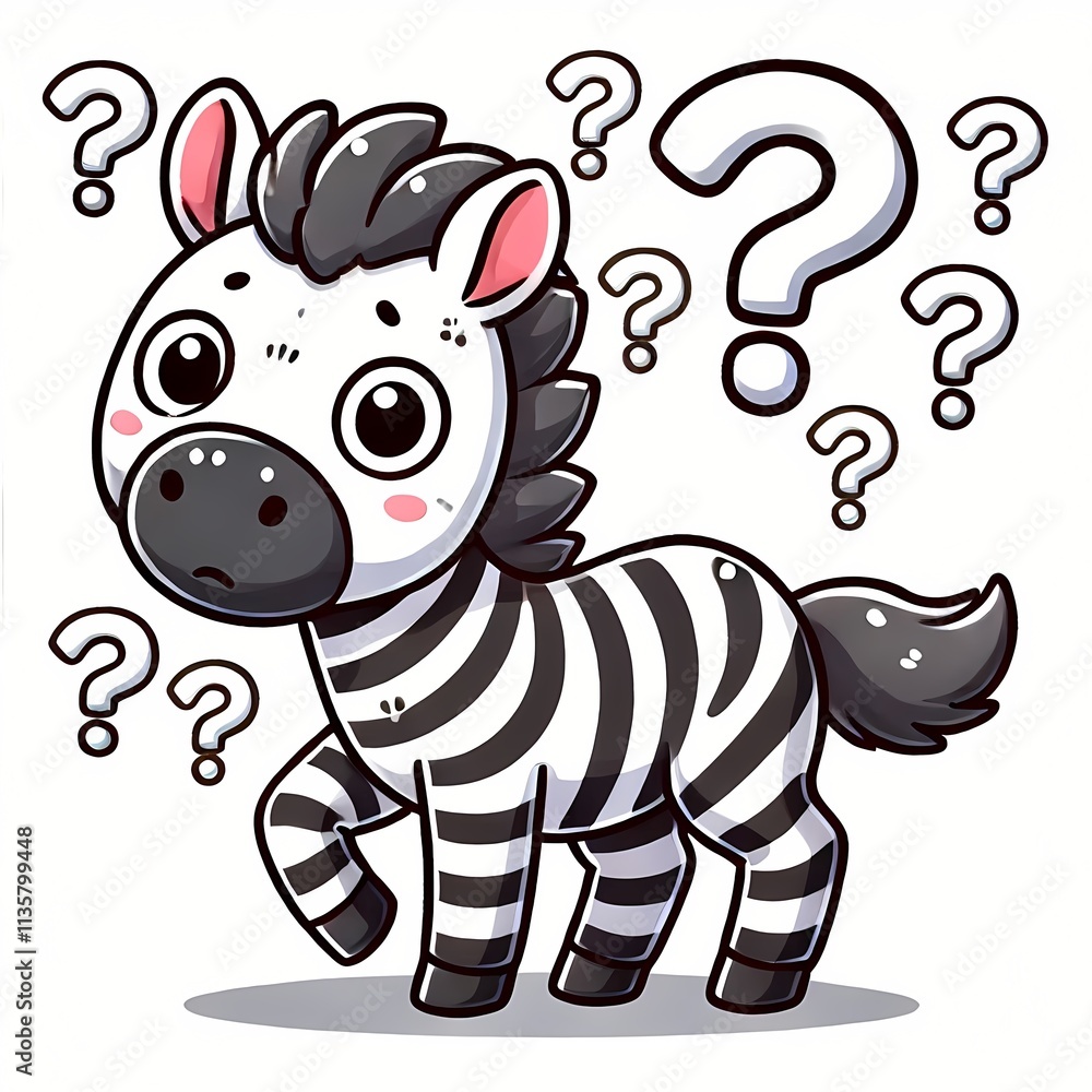 Fototapeta premium cute zebra confused cartoon vector icon illustration