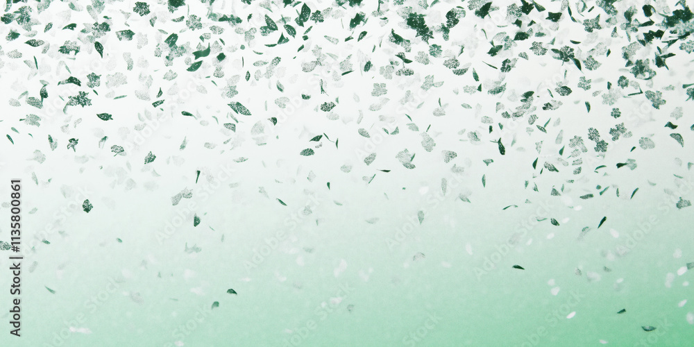 Colorful confetti falls gracefully against a soft green background during a festive celebration. Confetti in various shades of green and white falls from above, creating a lively atmosphere Colorful confetti falls gracefully against a soft green background during a festive celebration. Confetti in various shades of green and white falls from above, creating a lively atmosphere
