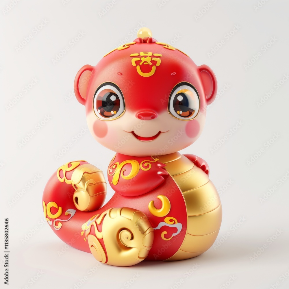 Naklejka premium 3d chinese happy red snake, lunar new year theme, white background