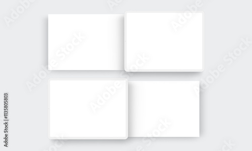 Clay Tablet Computers, With Blank Horizontal App Screens. Template For Showing Your Apps Interfaces. Vector Illustration