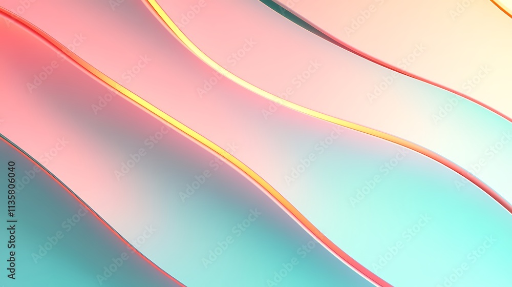 Naklejka premium Minimalistic abstract design with colorful geometric gradient curves