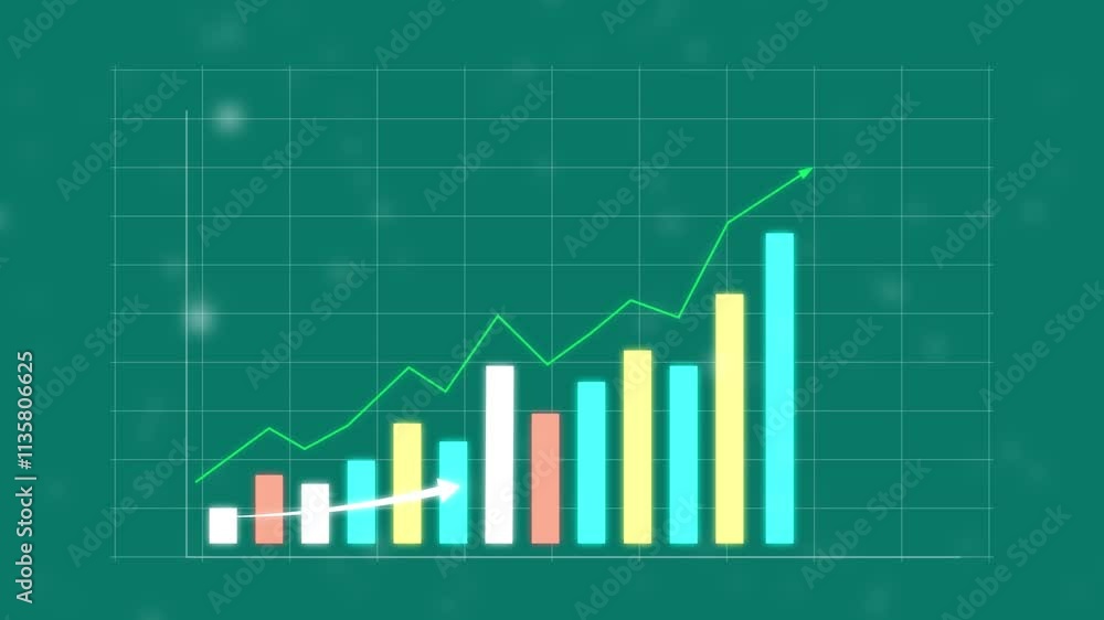 business graph with arrow, 4k Financial data and diagrams showing a steady increase in profits. Business growth concept showing marketing sales portfolio increasing to future target. business graph with arrow, 4k Financial data and diagrams showing a steady increase in profits. Business growth concept showing marketing sales portfolio increasing to future target.