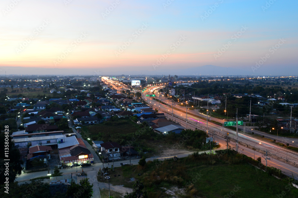 Fototapeta premium night light at Skywalk Wat Doi Ti, Lamphun Province, Thailand