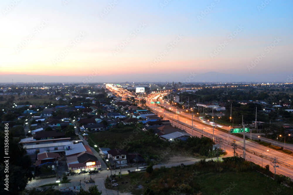 Obraz premium night light at Skywalk Wat Doi Ti, Lamphun Province, Thailand