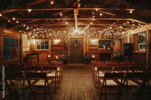 Rustic Wooden Chapel Wedding Ceremony Setup