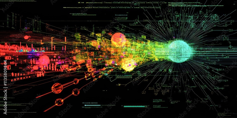 Obraz premium A digital representation of data charts and graphics related to virus research.