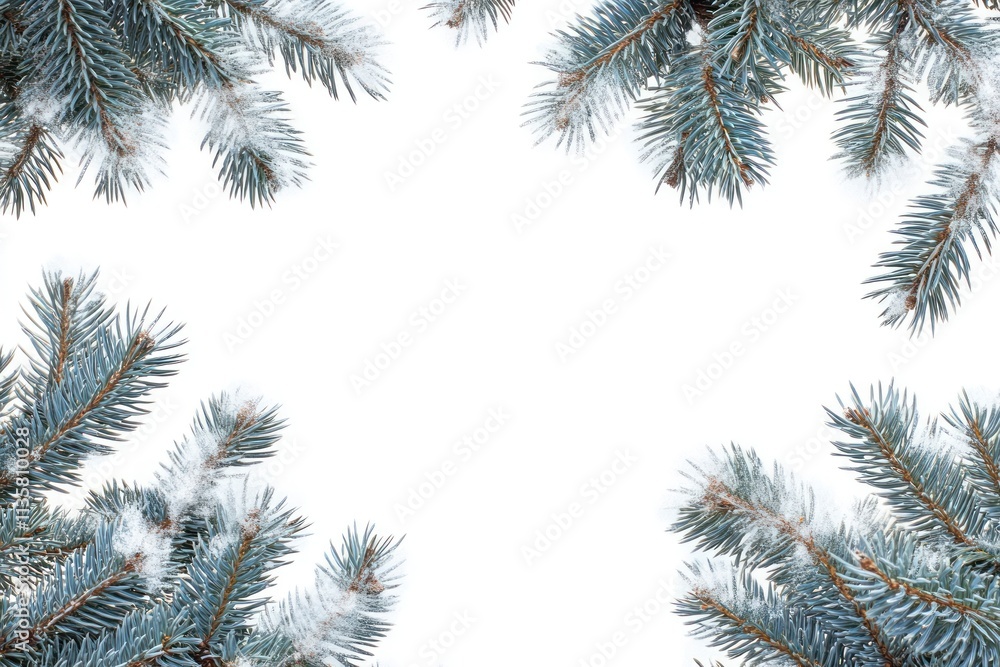Lush Pine Branches Creating a Beautiful Border for Christmas Celebrations, Ideal for Festive Greeting Cards or Winter-themed Decor Elements Lush Pine Branches Creating a Beautiful Border for Christmas Celebrations, Ideal for Festive Greeting Cards or Winter-themed Decor Elements