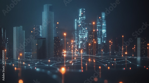 Wallpaper Mural Smart digital Innovation city with connection network reciprocity over the cityscape. of future smart wireless digital city and social media networking systems that connects people with in city Torontodigital.ca