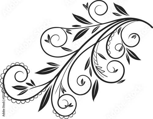 black and white floral ornament