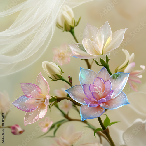 jasmine flower in the spectrum background, created by generative ai