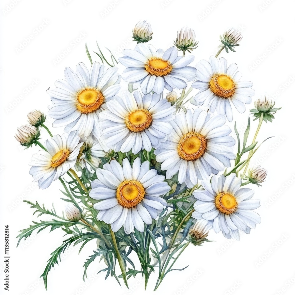 Fototapeta premium Daisies on White Background
