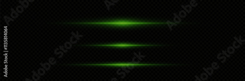 Set of green neon lines, light effect.
