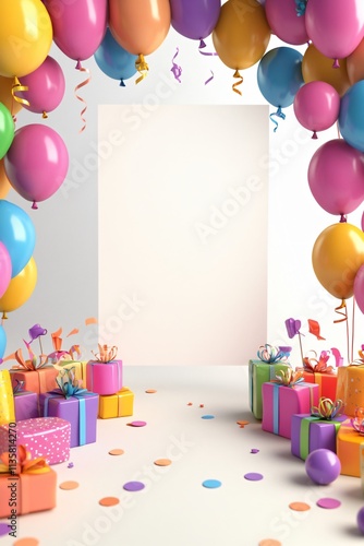 Colorful Balloons and Presents Birthday Party Background