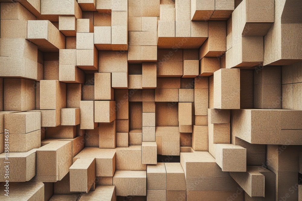 Abstract Wooden Cube Structure Composition Abstract Wooden Cube Structure Composition