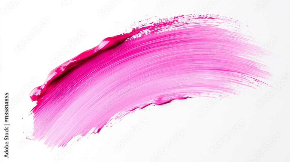 Creative brush stroke of bright pink paint on a white canvas background Creative brush stroke of bright pink paint on a white canvas background