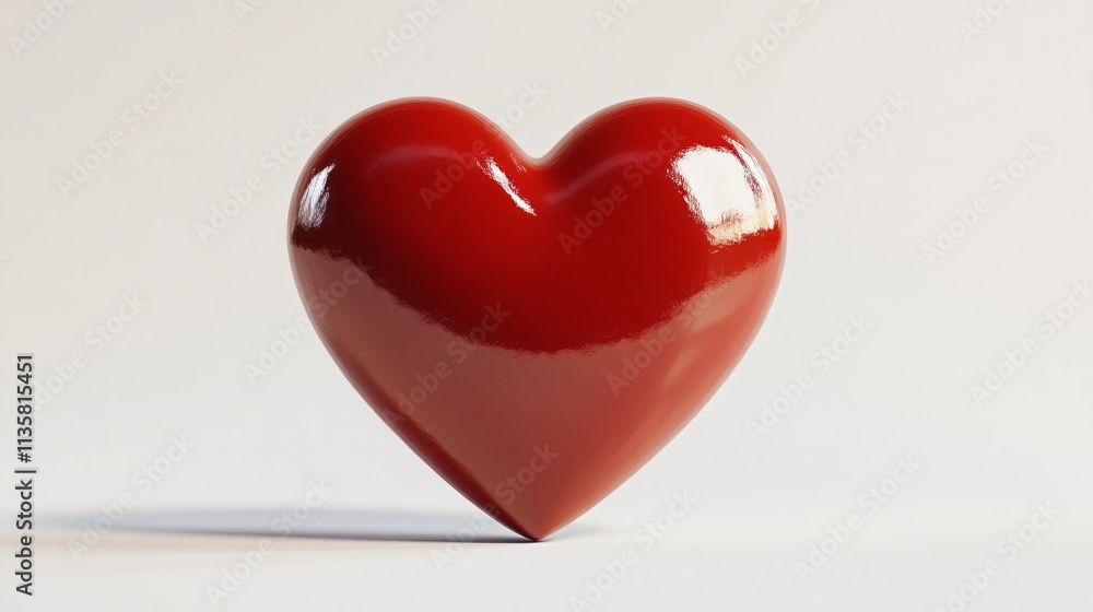 Shiny Red Heart 3D Render Valentine's Day Love