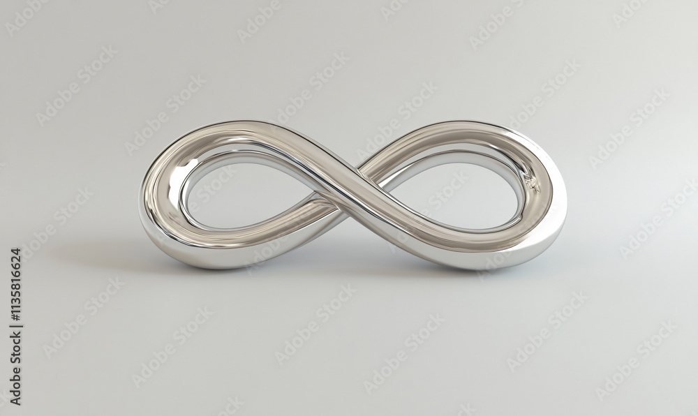 3D Render Metallic Silver Infinity Symbol Loop Abstract Design 3D Render Metallic Silver Infinity Symbol Loop Abstract Design