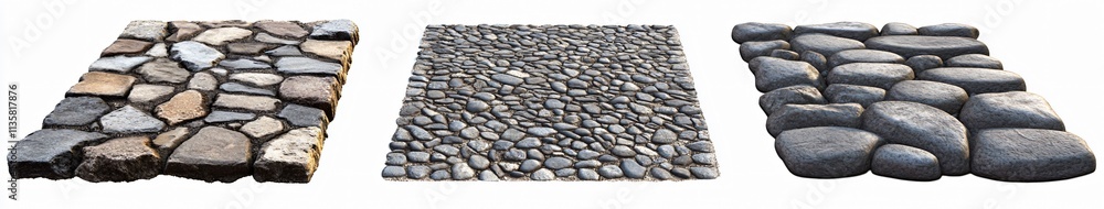 Cobblestone Textures- Three Stone Road Surface Variations Cobblestone Textures- Three Stone Road Surface Variations