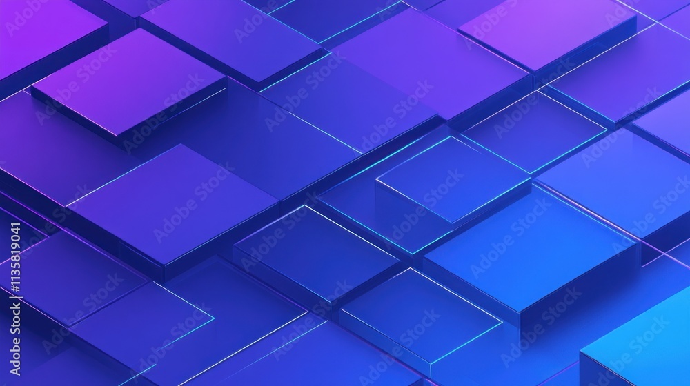 Abstract Geometric Background With Blue and Purple Cubes and Layers Abstract Geometric Background With Blue and Purple Cubes and Layers