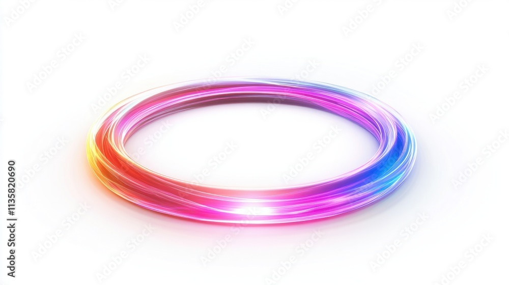 A luminous annular holographic frame with smooth transitions and radiant light effects, isolated on white A luminous annular holographic frame with smooth transitions and radiant light effects, isolated on white
