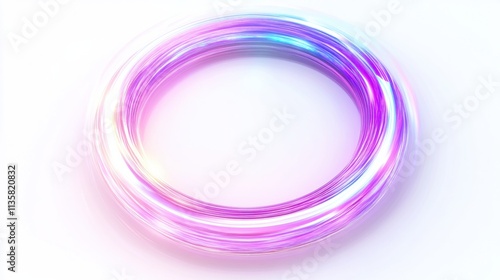 A luminous holographic frame with soft gradient transitions and radiant light effects, in an annular shape, on white