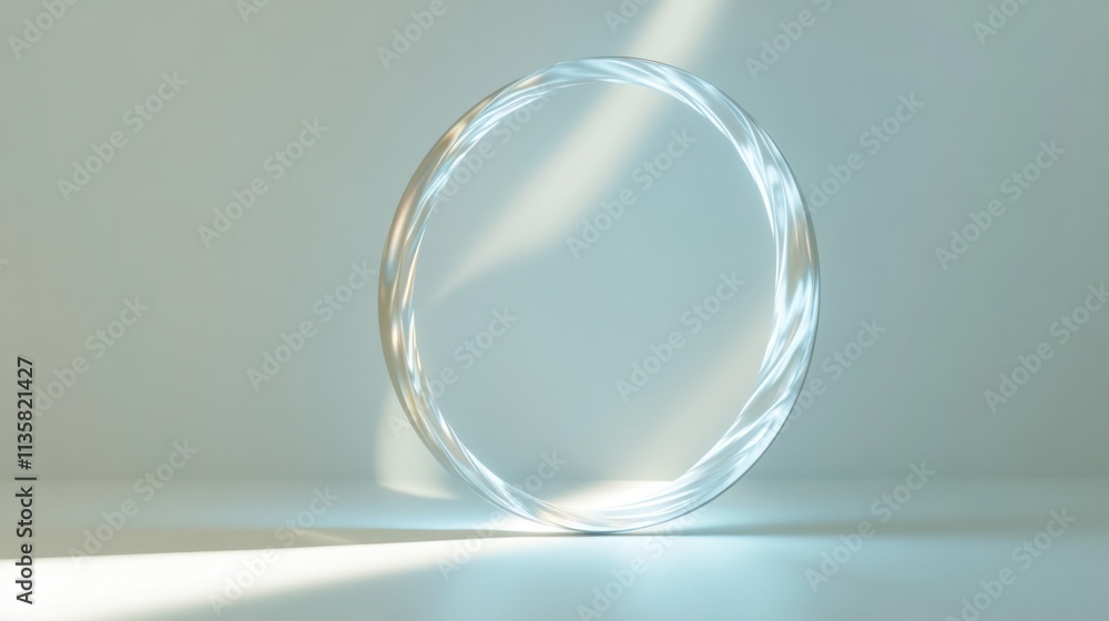 A radiant annular hologram frame with flowing light patterns and soft shadows, placed on white A radiant annular hologram frame with flowing light patterns and soft shadows, placed on white