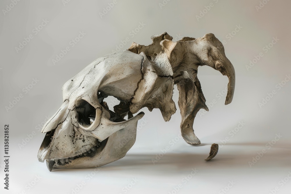 A close-up view of a bear skull, rendered in a contemporary style, resting on a white background A contemporary representation of a bear skull with a modern twist A close-up view of a bear skull, rendered in a contemporary style, resting on a white background A contemporary representation of a bear skull with a modern twist