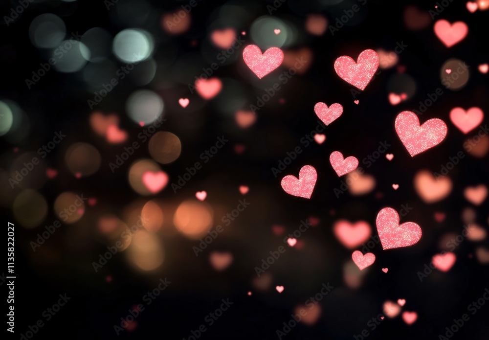 Romantic Pink Hearts Bokeh Background Valentine's Day Romantic Pink Hearts Bokeh Background Valentine's Day