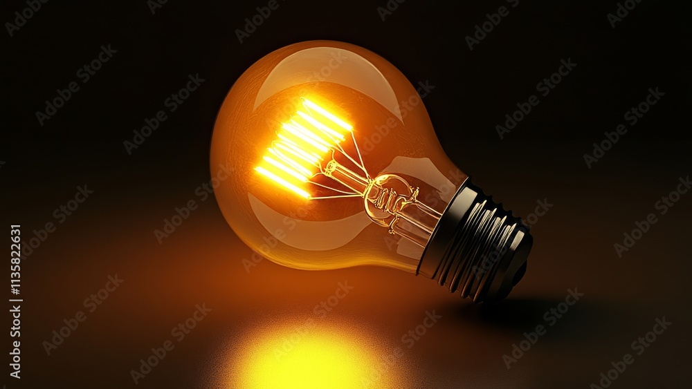 Bright electric light bulb glowing in dark background Bright electric light bulb glowing in dark background